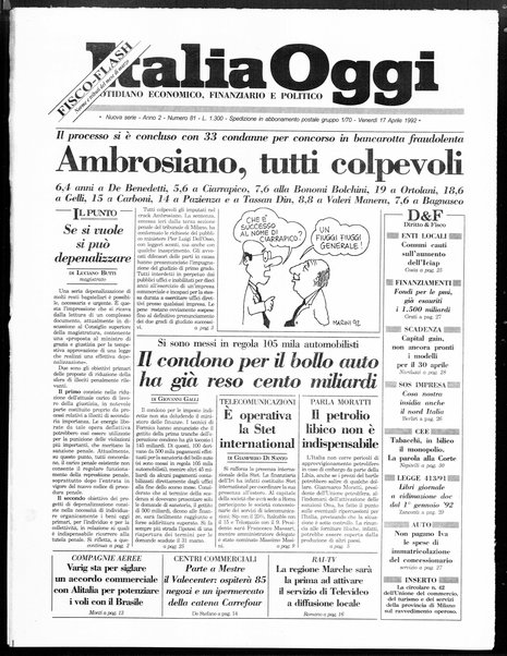 Italia oggi : quotidiano di economia finanza e politica